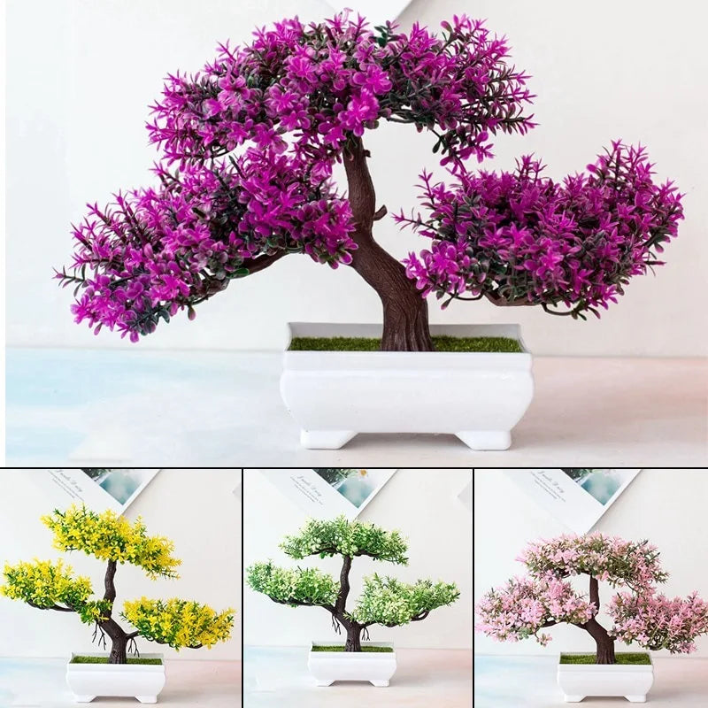 Artificial Plastic Plants Bonsai Small Tree Pot Potted Flower Wedding Potted For Home Room - Joyful Welling