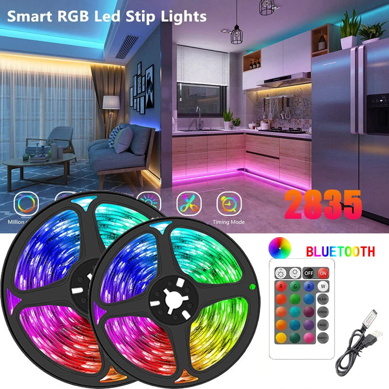 1-2M USB Powered LED Light String Computer Desk DIY Backlight 24 Key Remote Control RGB Multicolor Tape Home Decor Light Strip - Joyful Welling