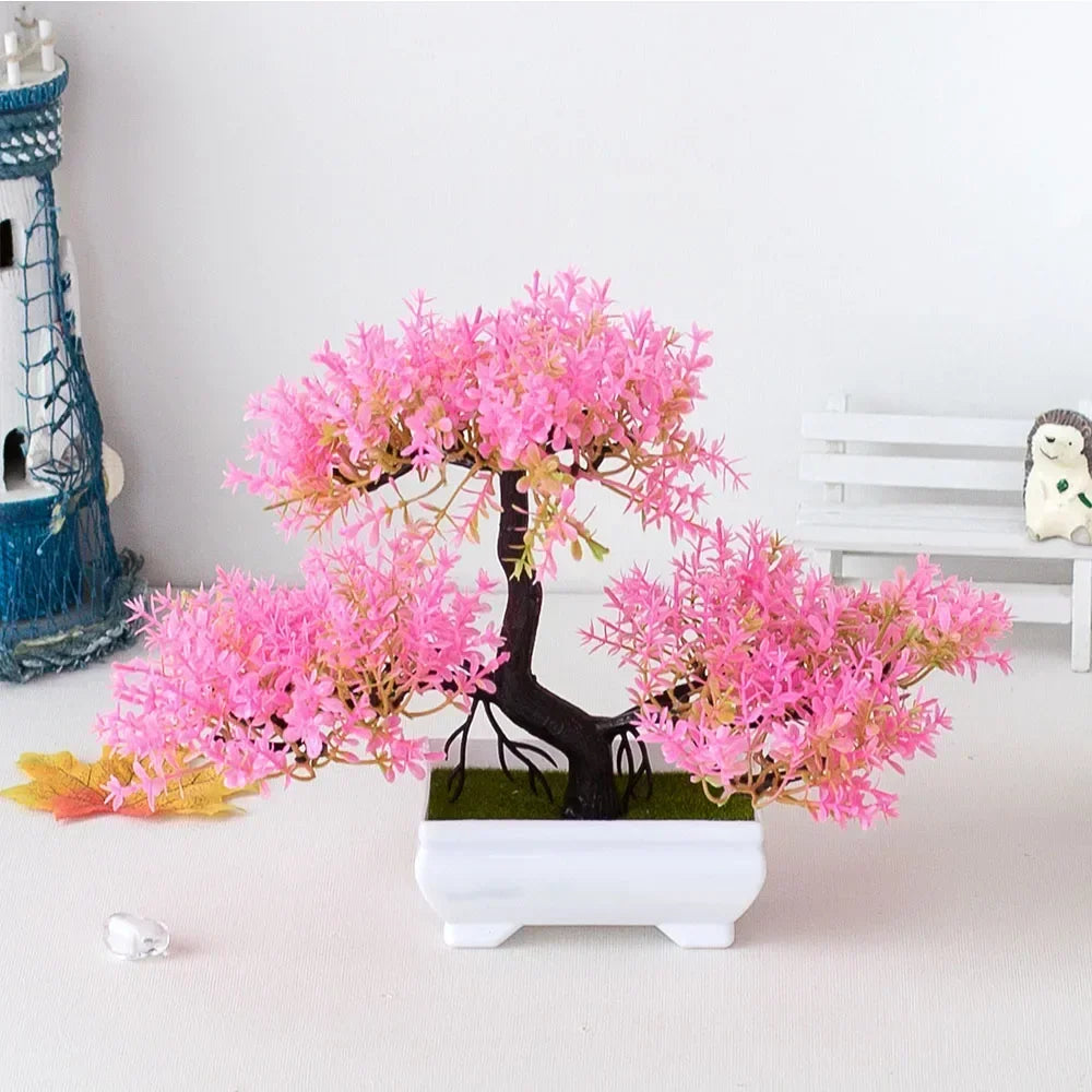 Artificial Plastic Plants Bonsai Small Tree Pot Potted Flower Wedding Potted For Home Room - Joyful Welling