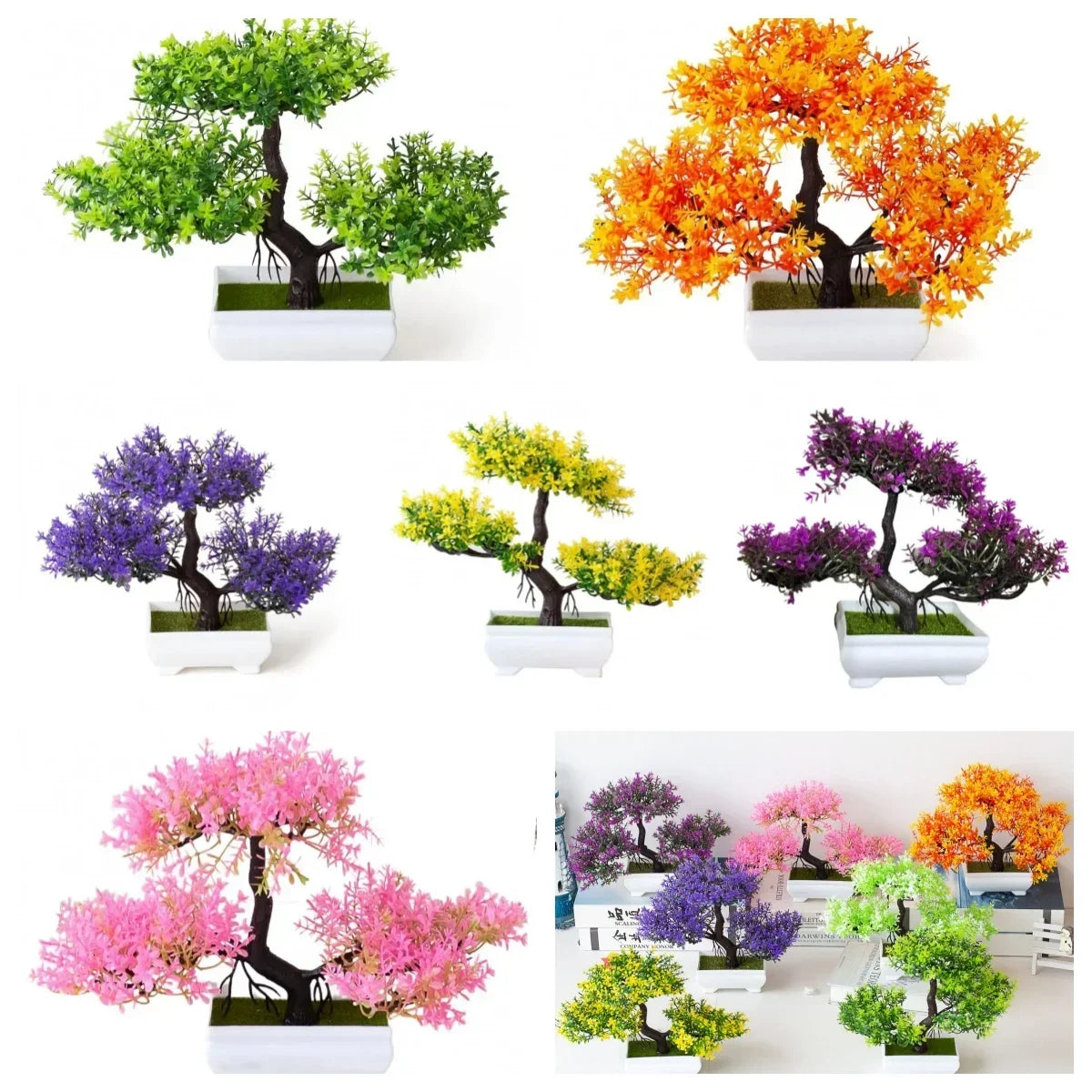 Artificial Plastic Plants Bonsai Small Tree Pot Potted Flower Wedding Potted For Home Room - Joyful Welling